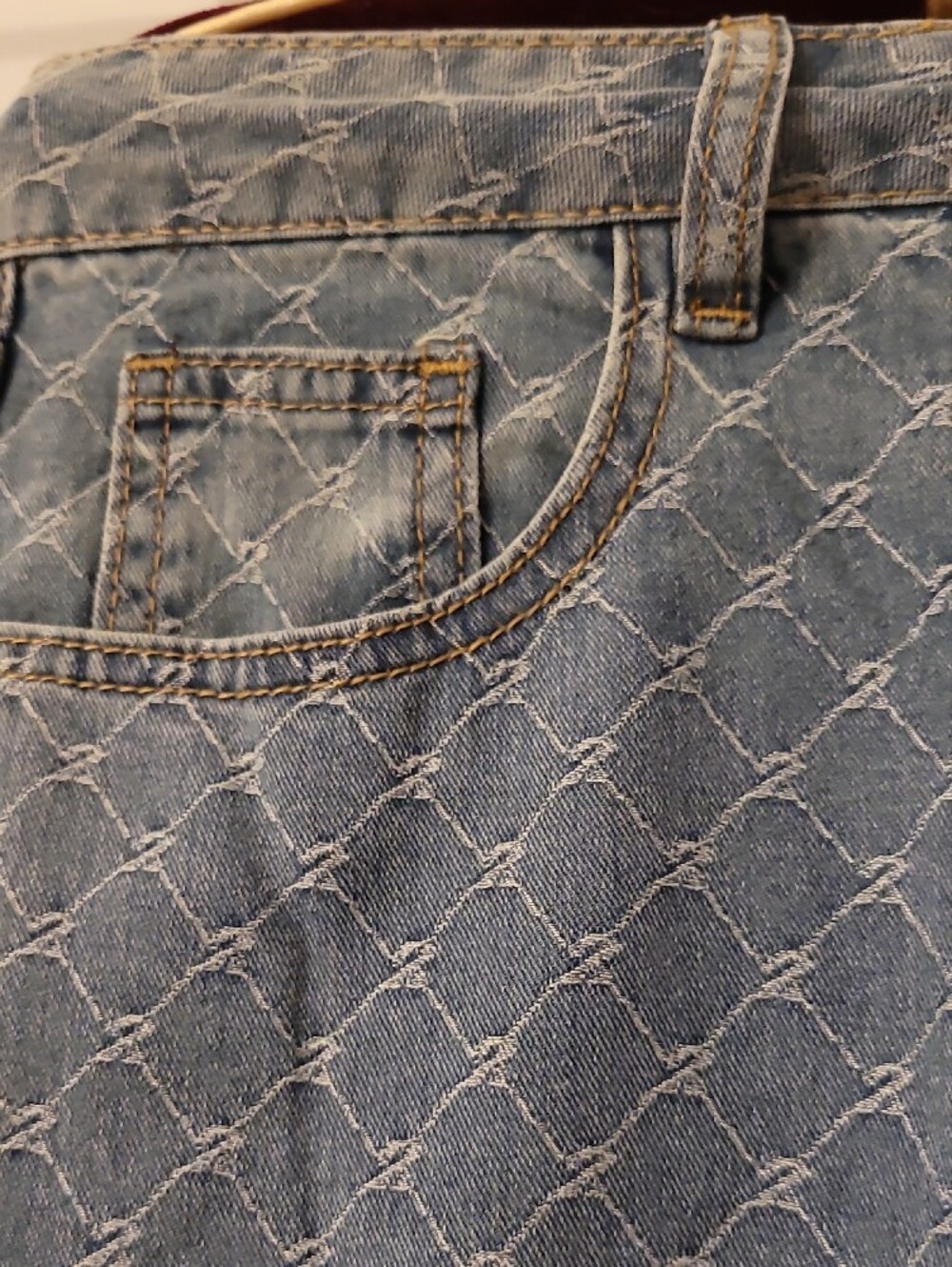 NWOT Women's Light Blue Patterned Wide-Leg Jeans